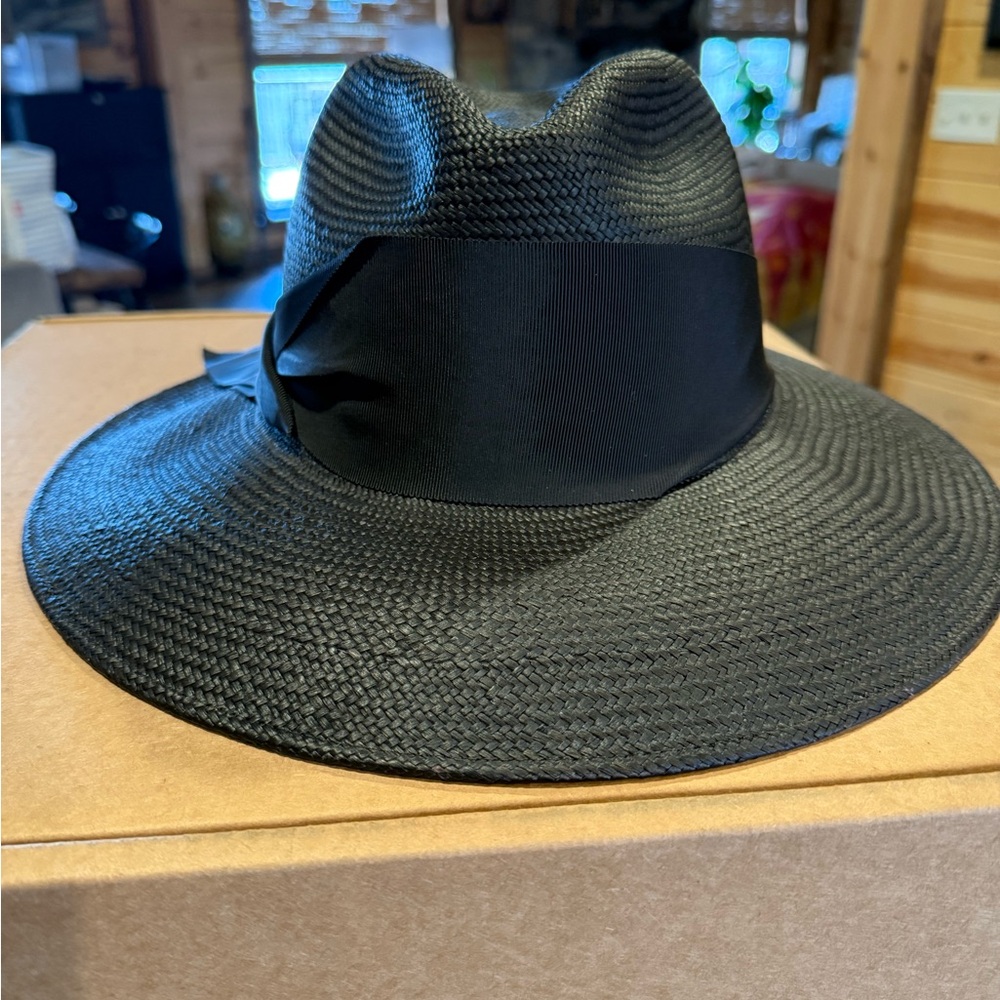 Freya Gardenia Classic Black Wide-Brim Straw Hat